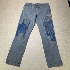 Pilcro Pants Womens 29 Hyphen Embroidered Patchwork Straight Leg Distressed Boho